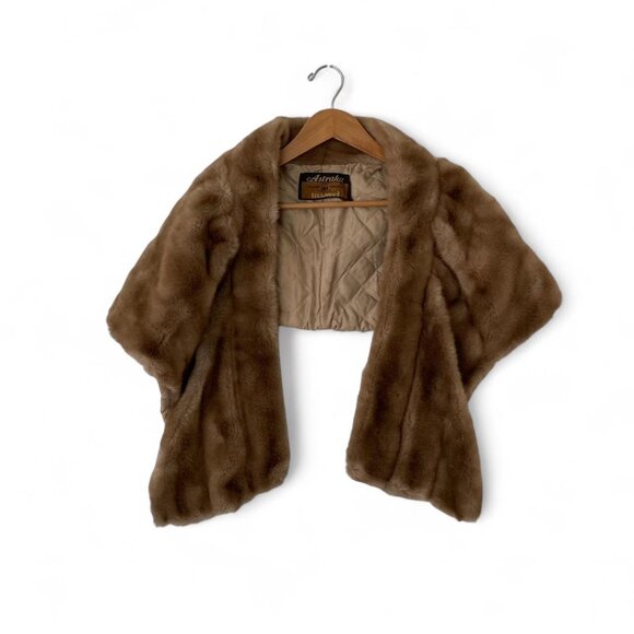 Vintage Elegant Brown Mink Fur Shawl Astraka Tissavel OS Wildlife Collection - Picture 1 of 6
